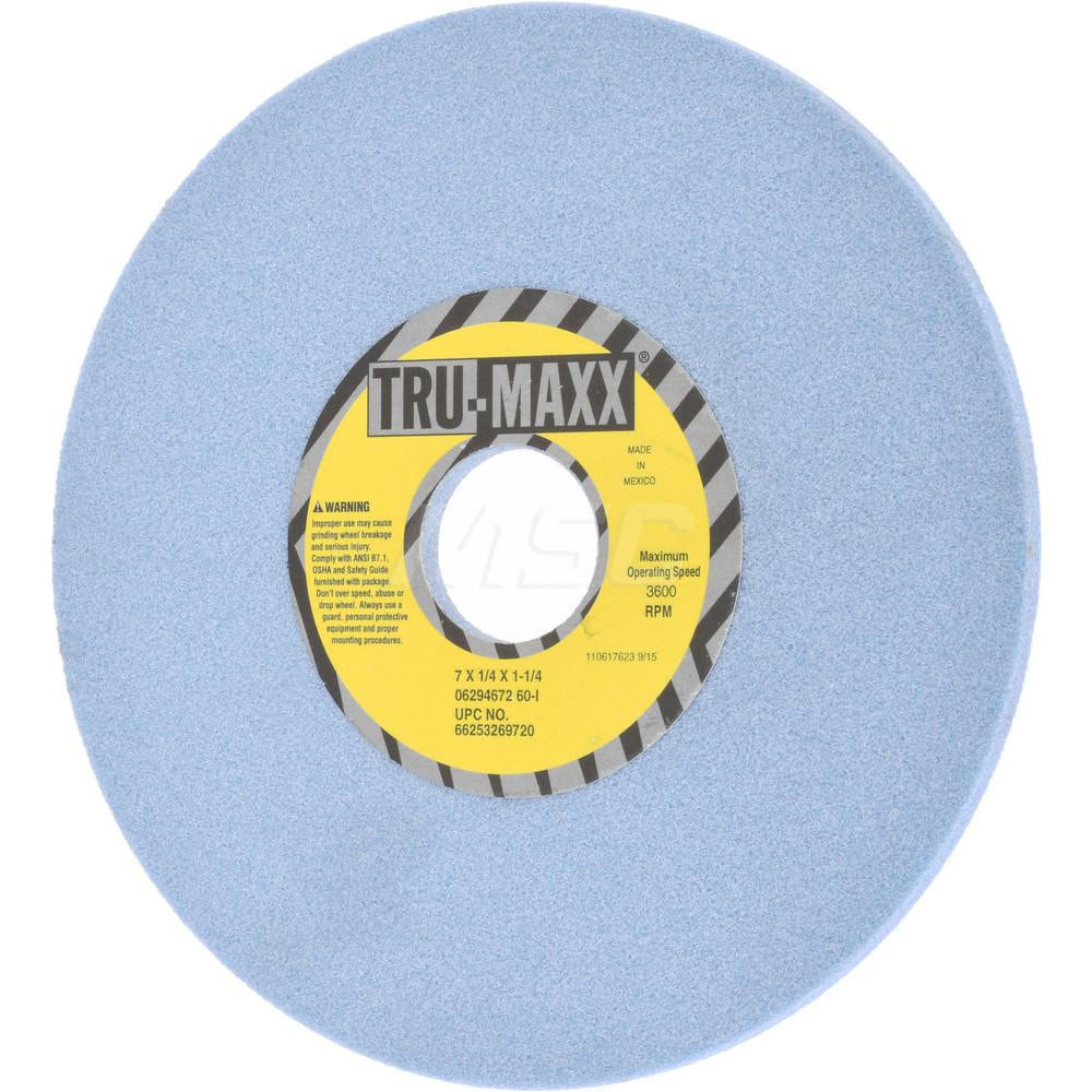 Tru-Maxx 66253269720 Surface Grinding Wheel: 7" Dia, 1/4" Thick, 1-1/4" Hole, 60 Grit, I Hardness Image