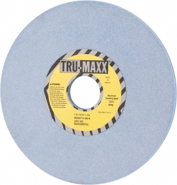 Tru-Maxx 66253269722 Surface Grinding Wheel: 7" Dia, 1/4" Thick, 1-1/4" Hole, 80 Grit, K Hardness Image