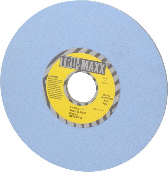 Tru-Maxx 66253269724 Surface Grinding Wheel: 7" Dia, 1/4" Thick, 1-1/4" Hole, 100 Grit, K Hardness Image