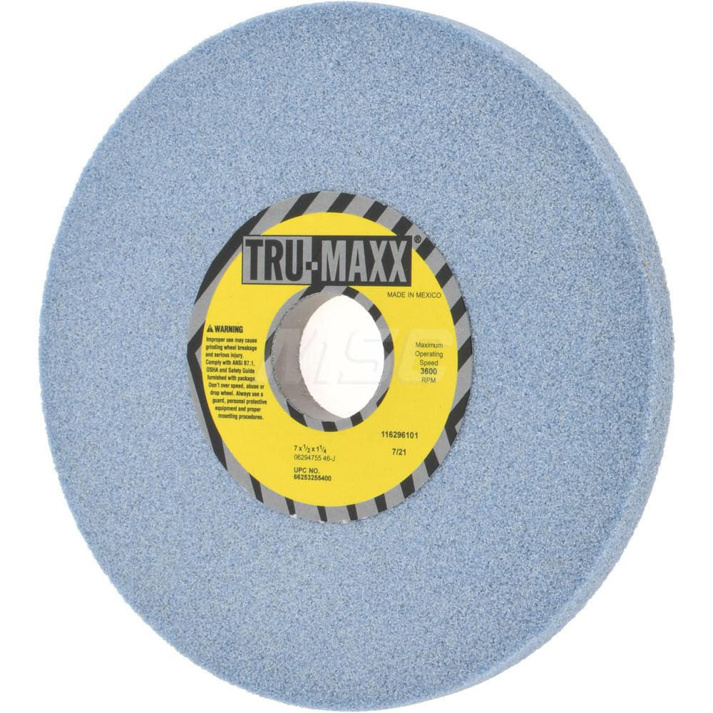 Tru-Maxx 66253255400 Surface Grinding Wheel: 7" Dia, 1/2" Thick, 1-1/4" Hole, 46 Grit, J Hardness Image