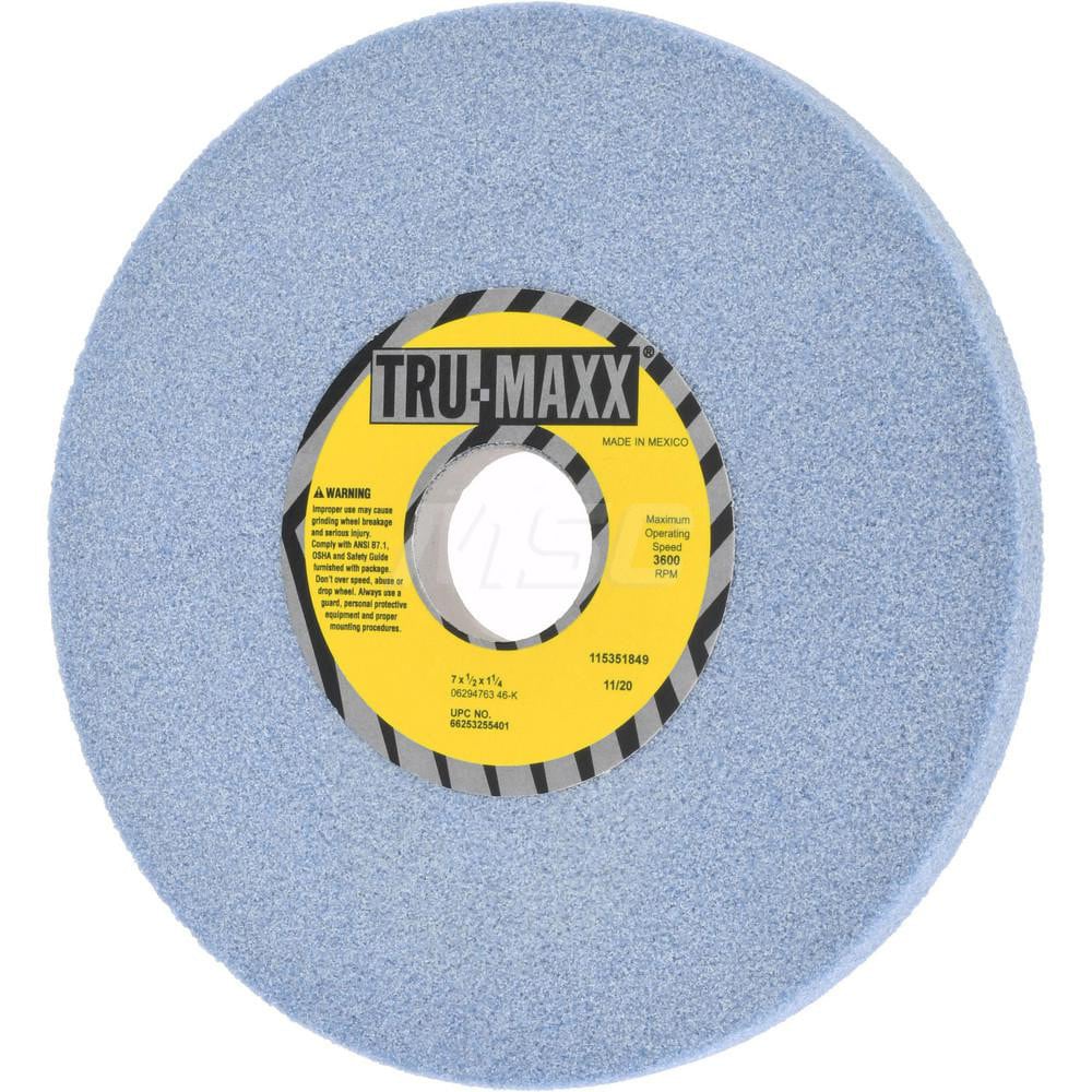 Tru-Maxx 66253255401 Surface Grinding Wheel: 7" Dia, 1/2" Thick, 1-1/4" Hole, 46 Grit, K Hardness Image