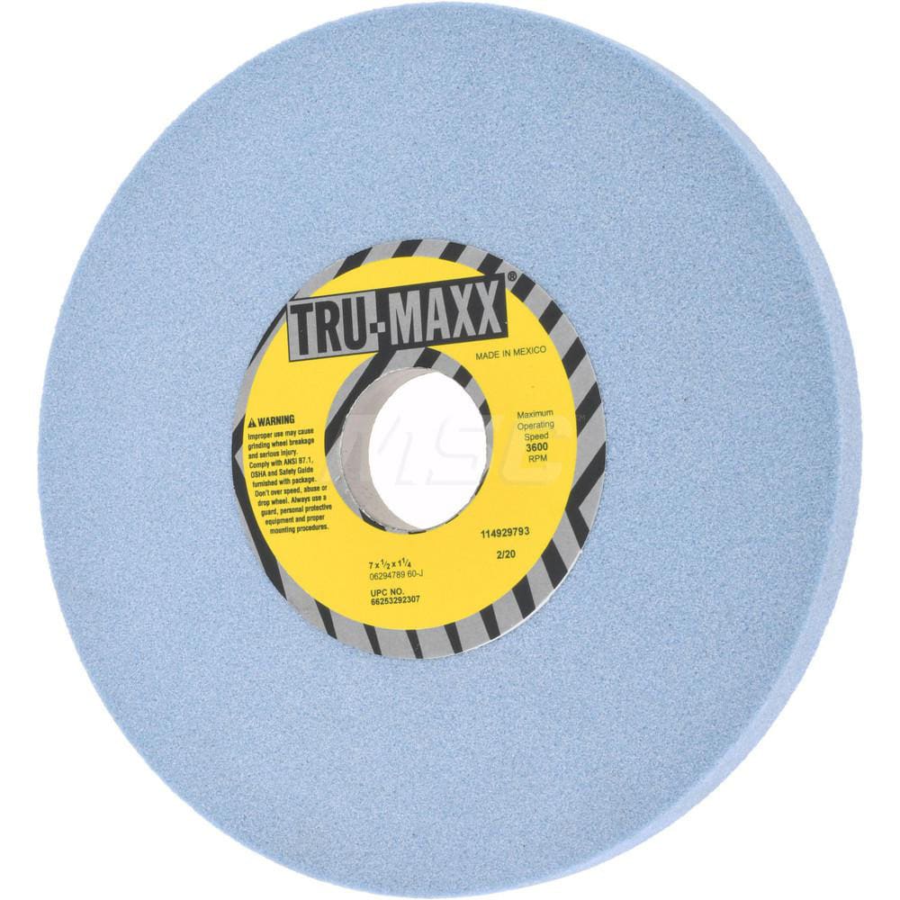 Tru-Maxx 66253292307 Surface Grinding Wheel: 7" Dia, 1/2" Thick, 1-1/4" Hole, 60 Grit, J Hardness Image