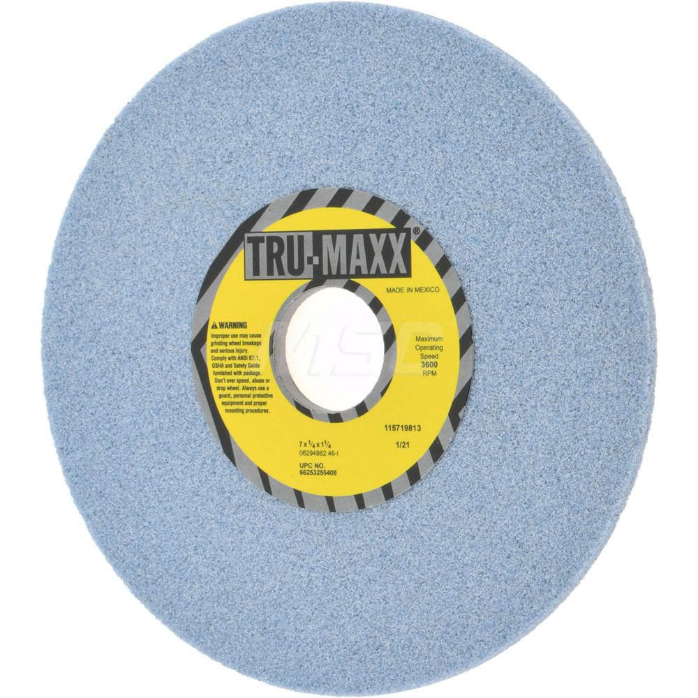 Tru-Maxx 66253255408 Surface Grinding Wheel: 7" Dia, 1/4" Thick, 1-1/4" Hole, 46 Grit, I Hardness Image