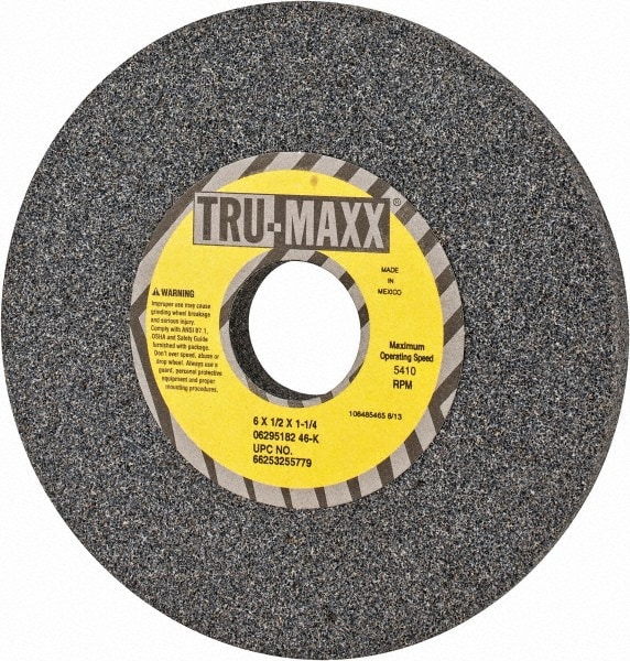 Tru-Maxx 66253255779 Surface Grinding Wheel: 6" Dia, 1/2" Thick, 1-1/4" Hole, 46 Grit, K Hardness Image