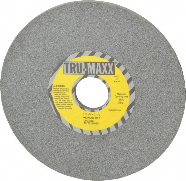 Tru-Maxx 66253255865 Surface Grinding Wheel: 7" Dia, 1/4" Thick, 1-1/4" Hole, 60 Grit, K Hardness Image