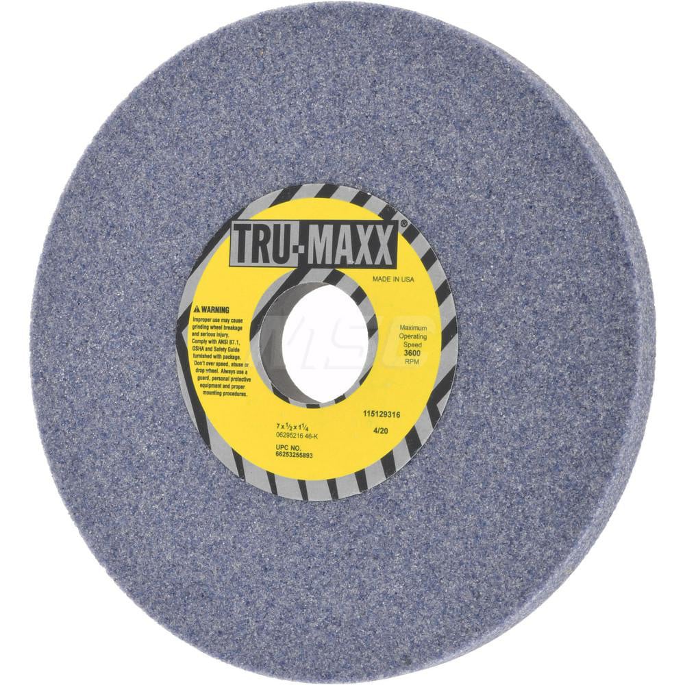 Tru-Maxx 66253255893 Surface Grinding Wheel: 7" Dia, 1/2" Thick, 1-1/4" Hole, 46 Grit, K Hardness Image