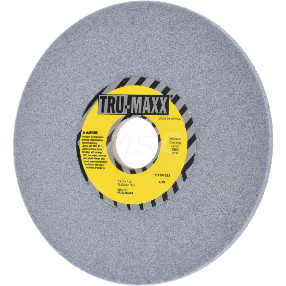 Tru-Maxx 66253255864 Surface Grinding Wheel: 7" Dia, 1/4" Thick, 1-1/4" Hole, 60 Grit, J Hardness Image