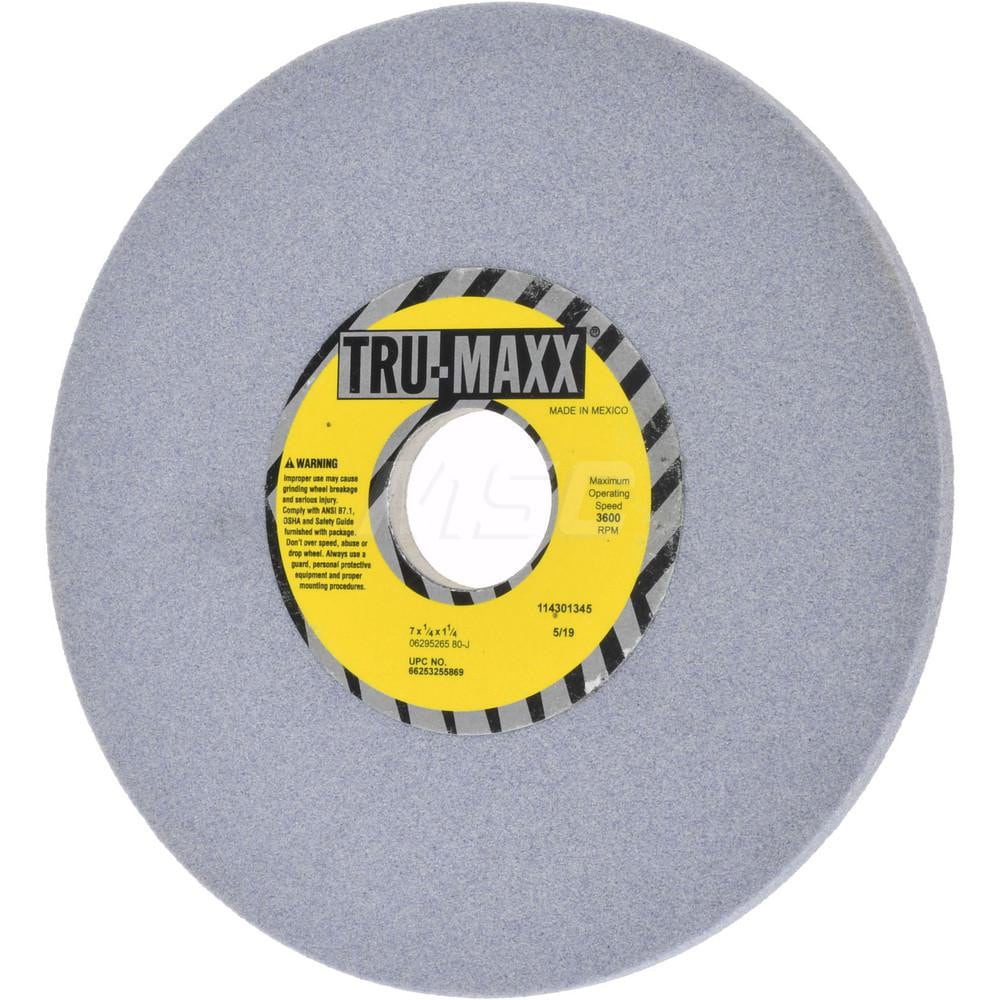 Tru-Maxx 66253255869 Surface Grinding Wheel: 7" Dia, 1/4" Thick, 1-1/4" Hole, 80 Grit, J Hardness Image