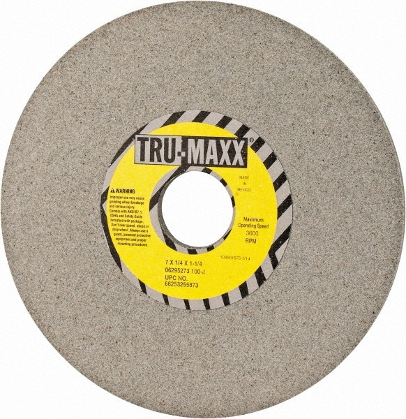 Tru-Maxx 66253255873 Surface Grinding Wheel: 7" Dia, 1/4" Thick, 1-1/4" Hole, 100 Grit, J Hardness Image