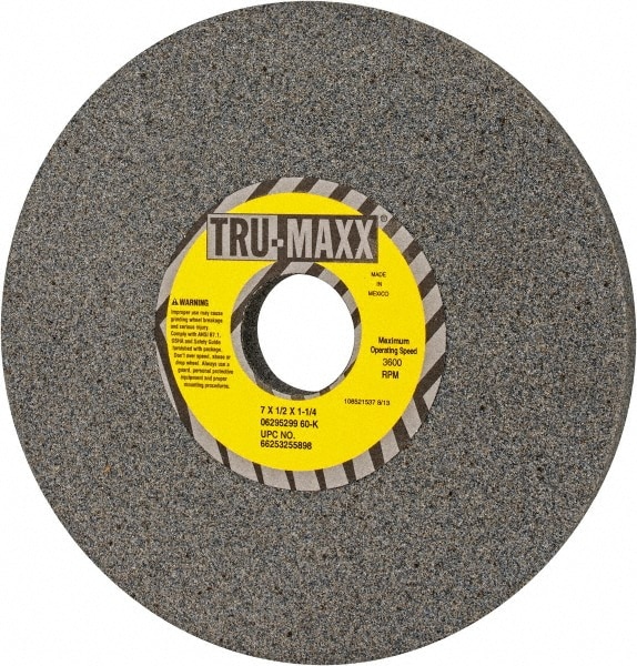 Tru-Maxx 66253255898 Surface Grinding Wheel: 7" Dia, 1/2" Thick, 1-1/4" Hole, 60 Grit, K Hardness Image