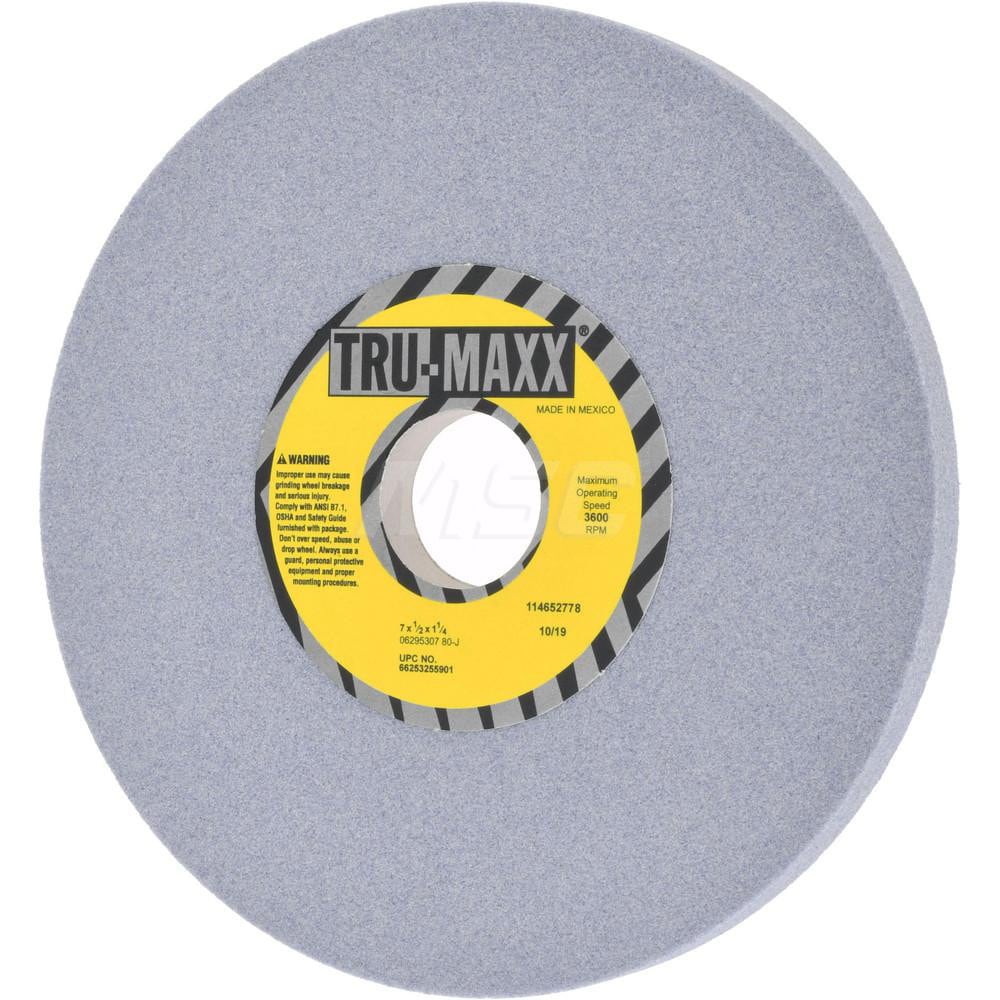 Tru-Maxx 66253255901 Surface Grinding Wheel: 7" Dia, 1/2" Thick, 1-1/4" Hole, 80 Grit, J Hardness Image