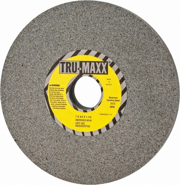 Tru-Maxx 66253255793 Surface Grinding Wheel: 7" Dia, 3/4" Thick, 1-1/4" Hole, 60 Grit, K Hardness Image