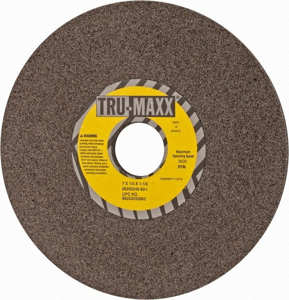 Tru-Maxx 66253255863 Surface Grinding Wheel: 7" Dia, 1/4" Thick, 1-1/4" Hole, 60 Grit, I Hardness Image