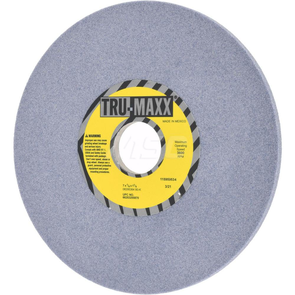 Tru-Maxx 66253255870 Surface Grinding Wheel: 7" Dia, 1/4" Thick, 1-1/4" Hole, 80 Grit, K Hardness Image