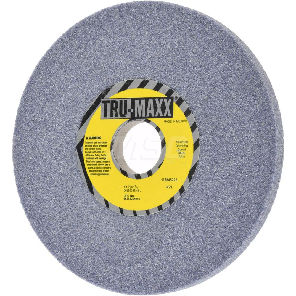 Tru-Maxx 66253255913 Surface Grinding Wheel: 7" Dia, 1/2" Thick, 1-1/4" Hole, 46 Grit, J Hardness Image