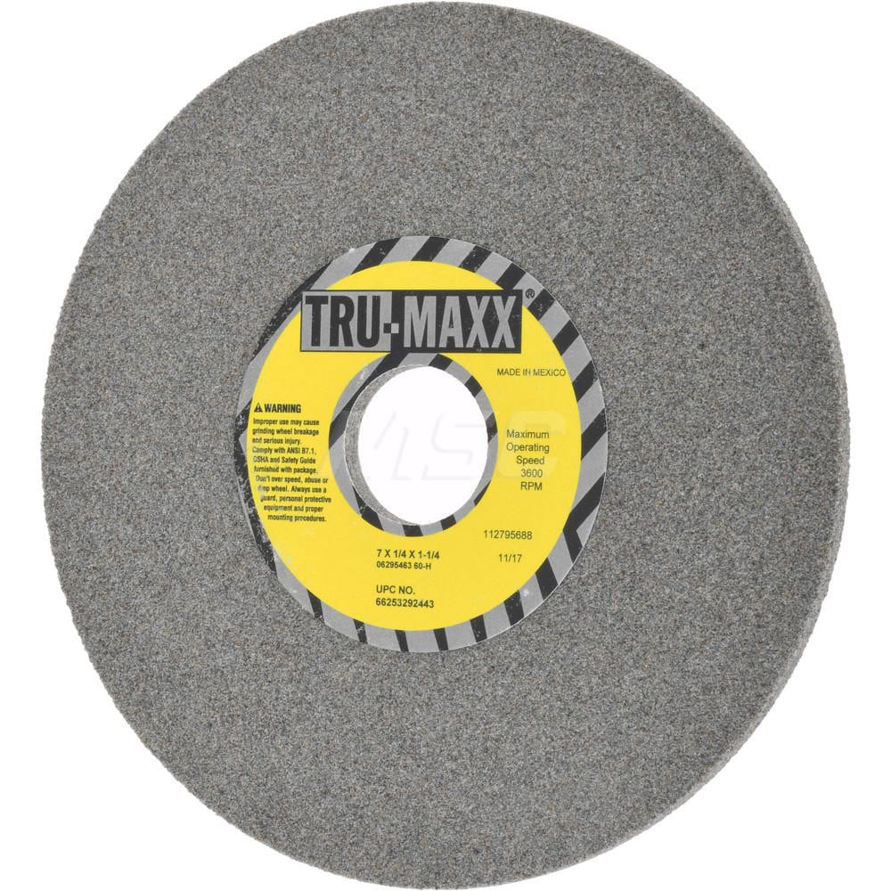 Tru-Maxx 66253292443 Surface Grinding Wheel: 7" Dia, 1/4" Thick, 1-1/4" Hole, 60 Grit, H Hardness Image