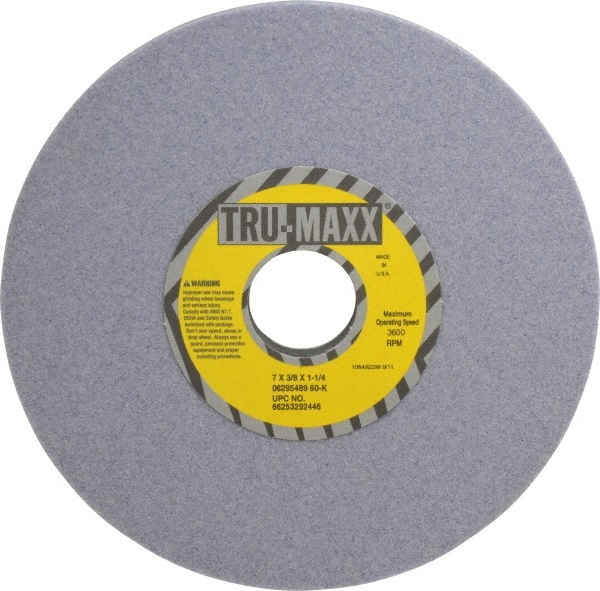 Tru-Maxx 66253292446 Surface Grinding Wheel: 7" Dia, 3/8" Thick, 1-1/4" Hole, 60 Grit, K Hardness Image