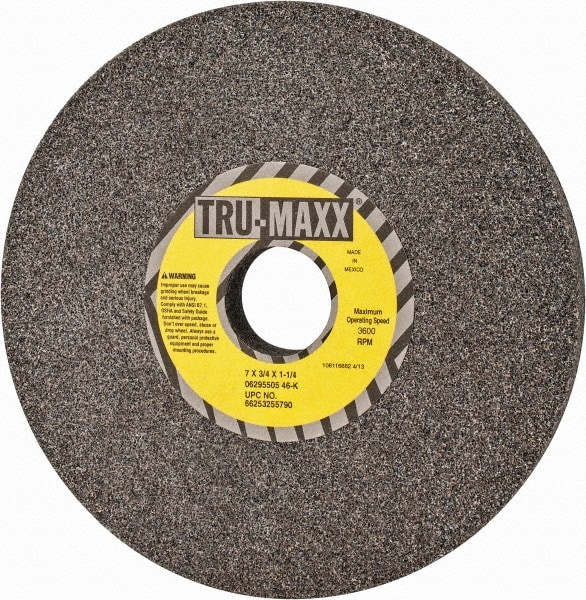 Tru-Maxx 66253255790 Surface Grinding Wheel: 7" Dia, 3/4" Thick, 1-1/4" Hole, 46 Grit, K Hardness Image