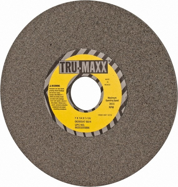 Tru-Maxx 66253255866 Surface Grinding Wheel: 7" Dia, 1/4" Thick, 1-1/4" Hole, 80 Grit, H Hardness Image