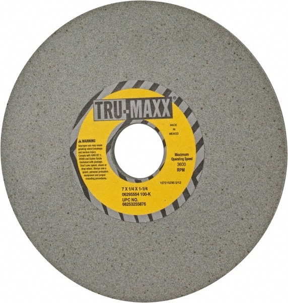 Tru-Maxx 66253255876 Surface Grinding Wheel: 7" Dia, 1/4" Thick, 1-1/4" Hole, 100 Grit, K Hardness Image