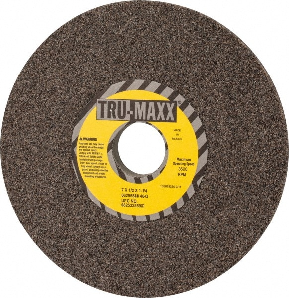 Tru-Maxx 66253255907 Surface Grinding Wheel: 7" Dia, 1/2" Thick, 1-1/4" Hole, 46 Grit, G Hardness Image