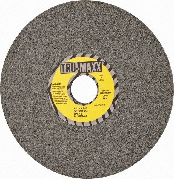 Tru-Maxx 66253292448 Surface Grinding Wheel: 8" Dia, 1/4" Thick, 1-1/4" Hole, 60 Grit, J Hardness Image