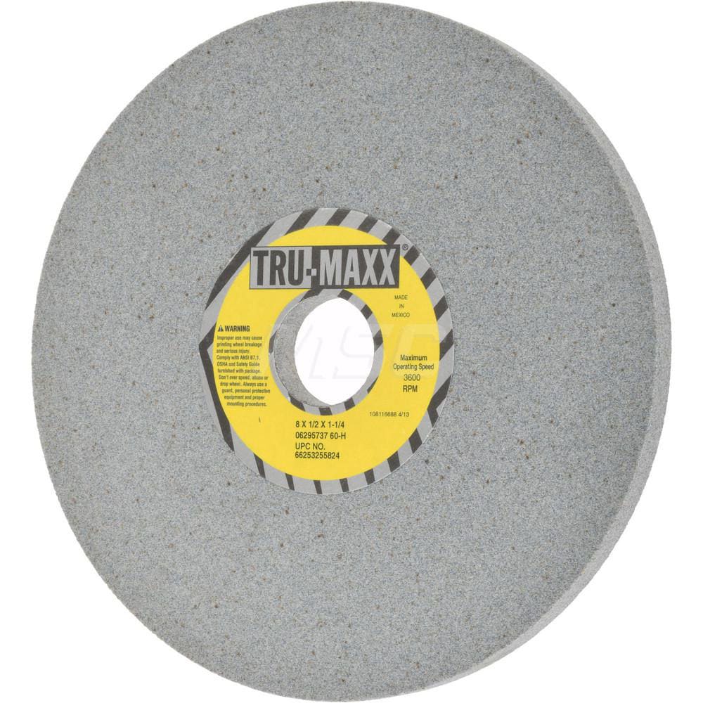 Tru-Maxx 66253255824 Surface Grinding Wheel: 8" Dia, 1/2" Thick, 1-1/4" Hole, 60 Grit, H Hardness Image