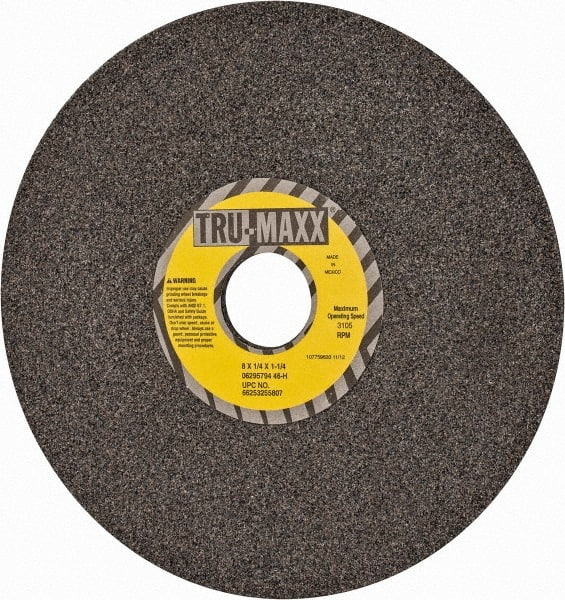 Tru-Maxx 66253255807 Surface Grinding Wheel: 8" Dia, 1/4" Thick, 1-1/4" Hole, 46 Grit, H Hardness 