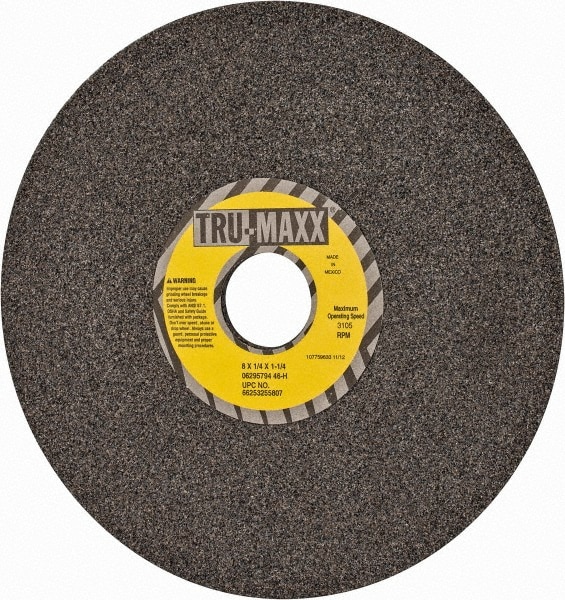 Tru-Maxx 66253255807 Surface Grinding Wheel: 8" Dia, 1/4" Thick, 1-1/4" Hole, 46 Grit, H Hardness Image