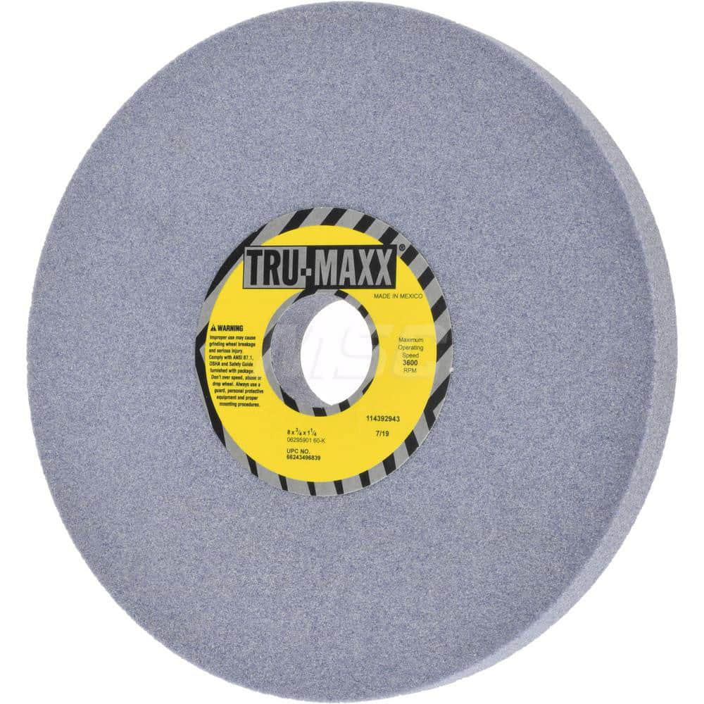 Tru-Maxx 66243496839 Surface Grinding Wheel: 8" Dia, 3/4" Thick, 1-1/4" Hole, 60 Grit, K Hardness 