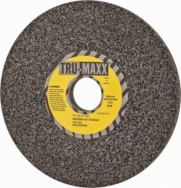 Tru-Maxx 66253269564 Surface Grinding Wheel: 7" Dia, 1/2" Thick, 1-1/4" Hole, 46 Grit, I Hardness Image