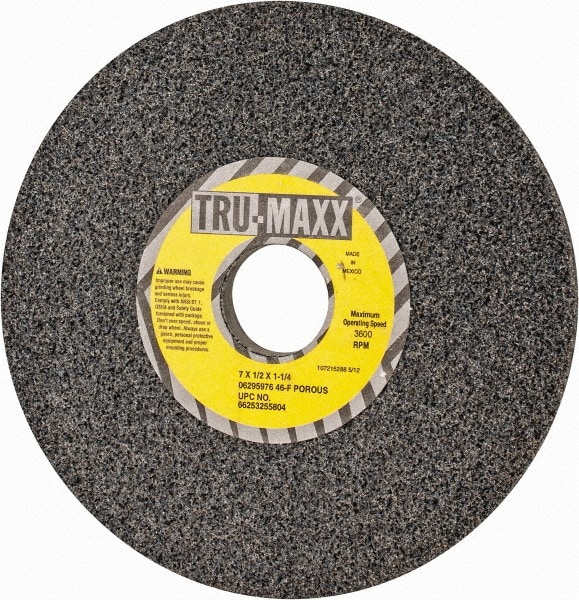 Tru-Maxx 66253255804 Surface Grinding Wheel: 7" Dia, 1/2" Thick, 1-1/4" Hole, 46 Grit, F Hardness Image