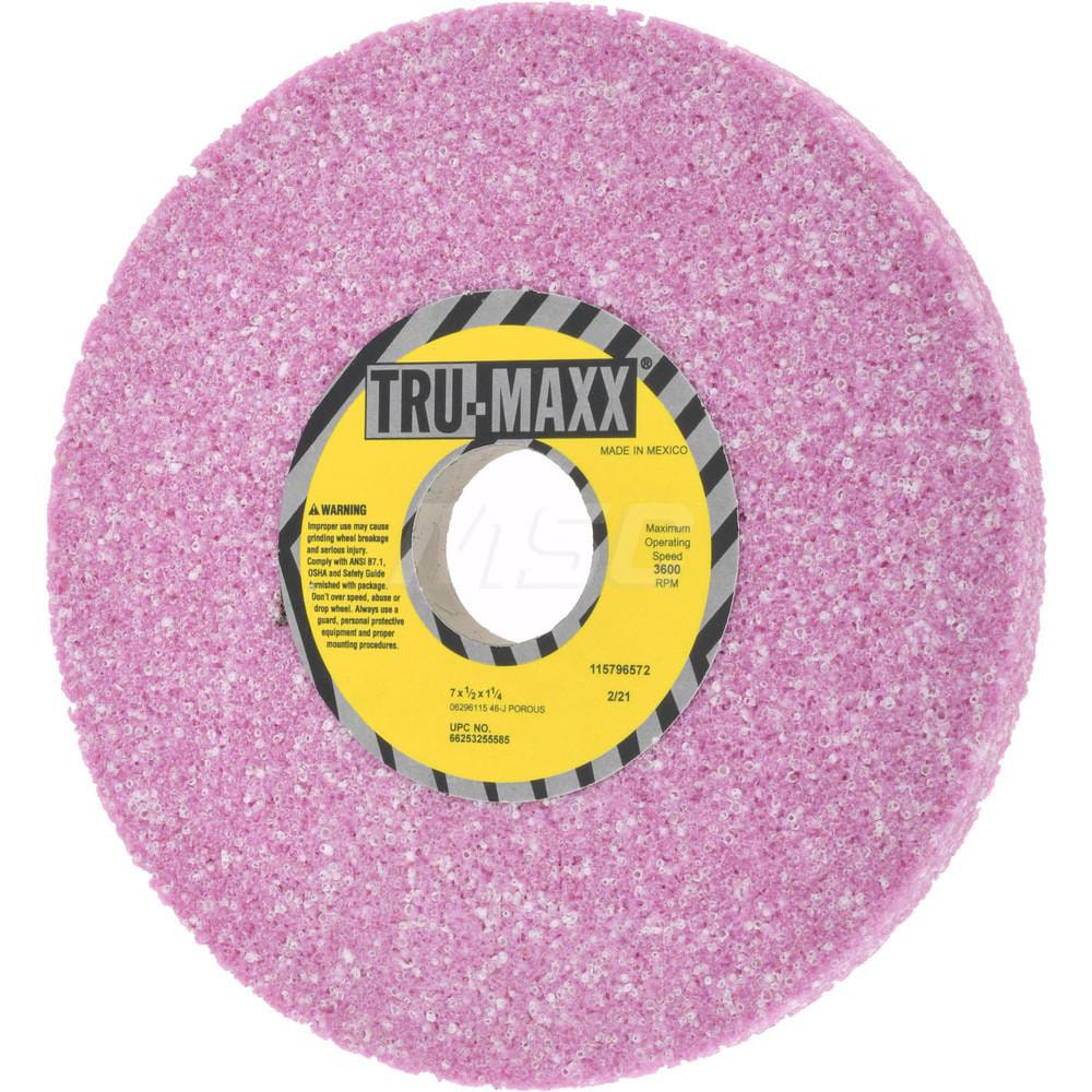 Tru-Maxx 66253255585 Surface Grinding Wheel: 7" Dia, 1/2" Thick, 1-1/4" Hole, 46 Grit, J Hardness Image