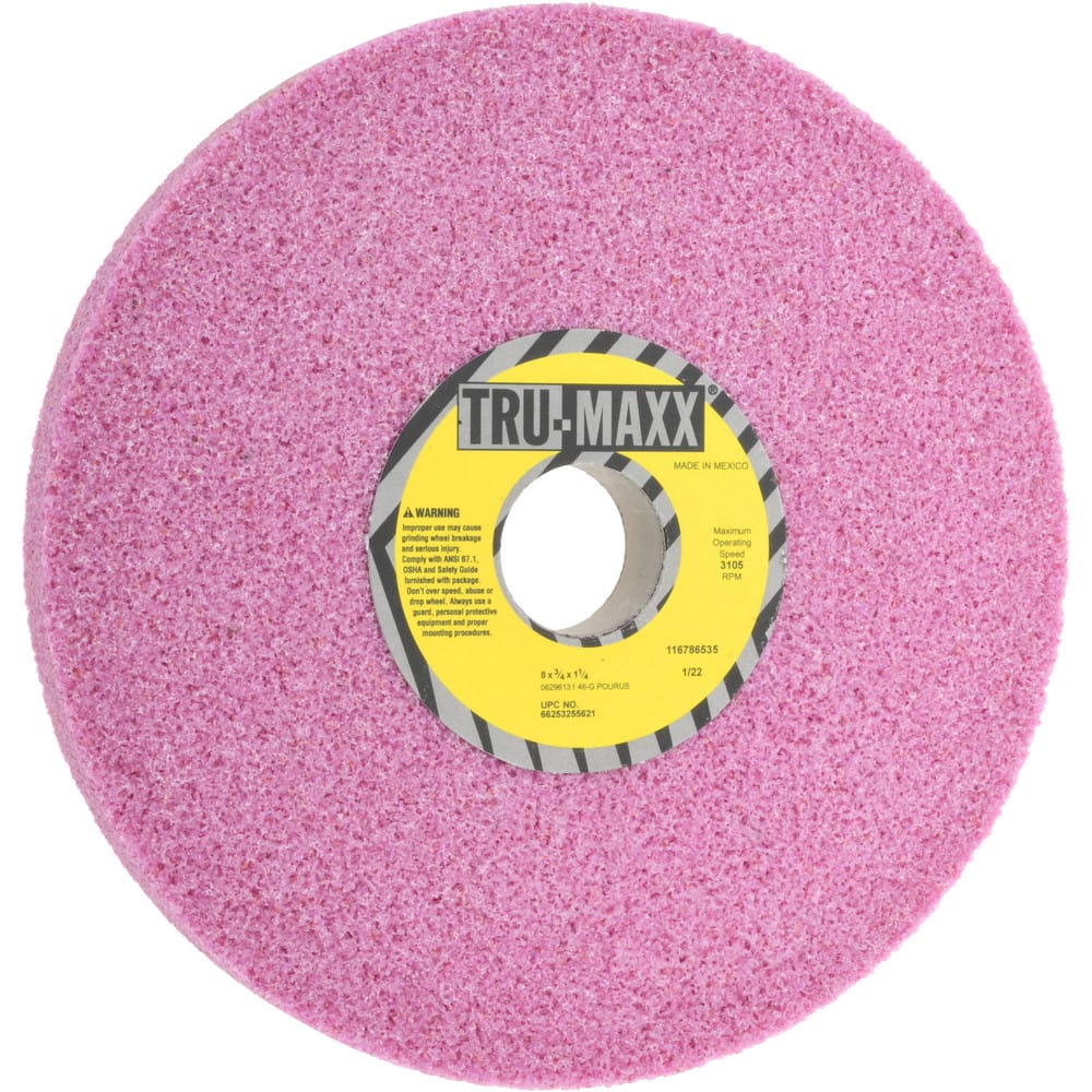 Tru-Maxx 66253255621 Surface Grinding Wheel: 8" Dia, 3/4" Thick, 1-1/4" Hole, 46 Grit, G Hardness 