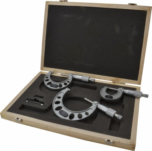 Value Collection 105-33-10 Mechanical Outside Micrometer Set: 3 Pc, 0.01 mm Graduation Image