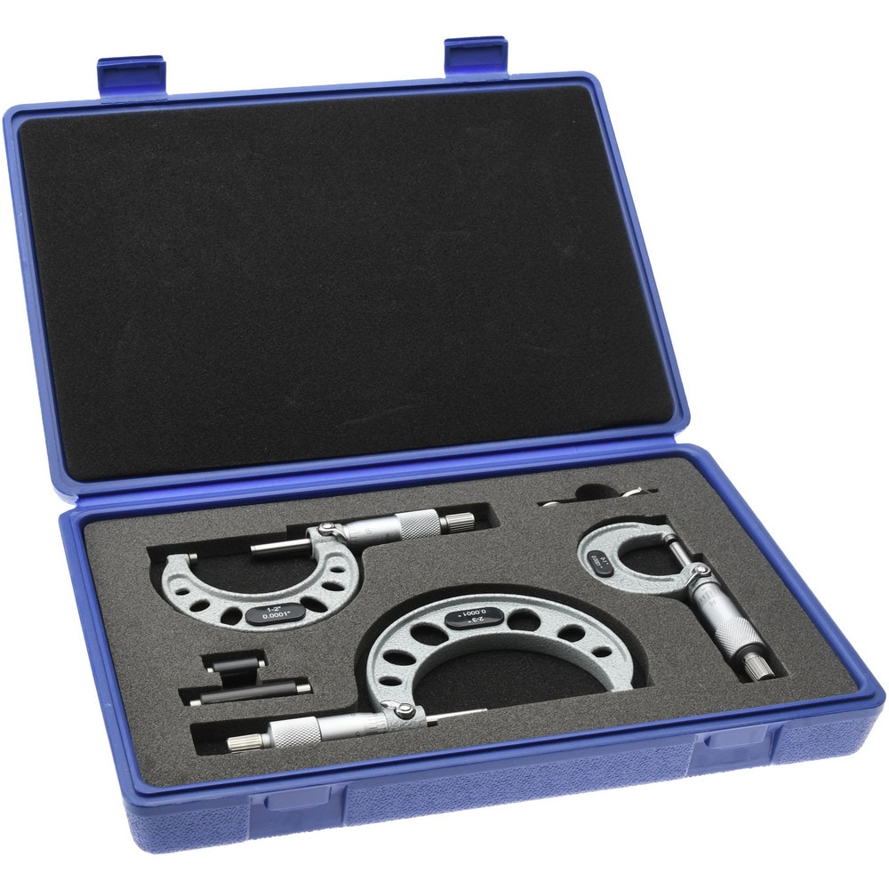 Mechanical Outside Micrometer Set: 3 Pc, 0 to 3" Measurement