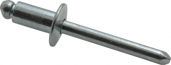 RivetKing. SBS84/P100 Open End Blind Rivet: Size 84, Dome Head, Steel Body, Steel Mandrel 