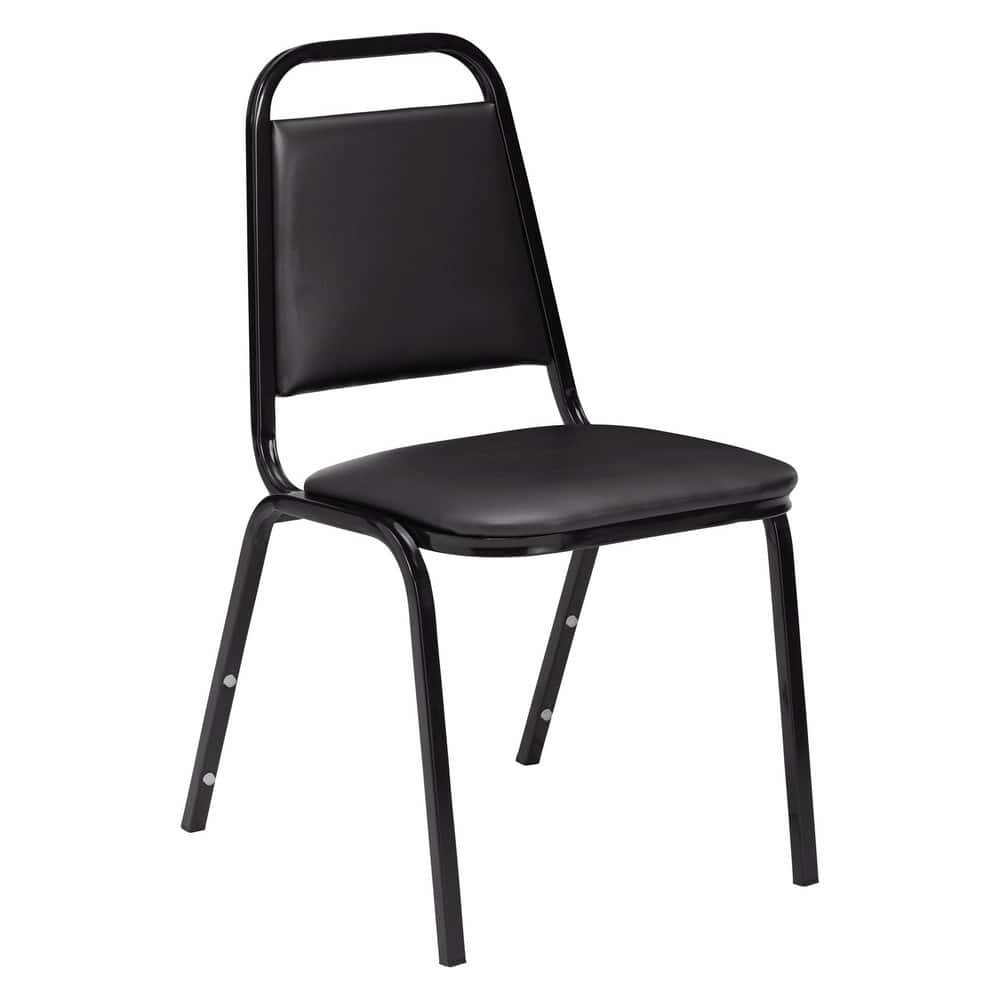 NATIONAL PUBLIC SEATING 9110-B Pack of (4) Vinyl Black Stacking Chairs 