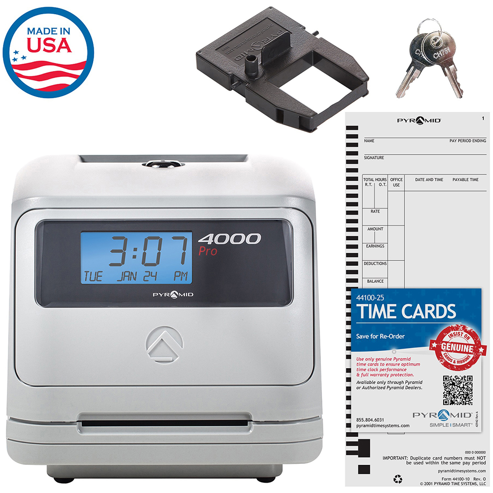 Pyramid Time Clock: Auto Totaling, Model 4000