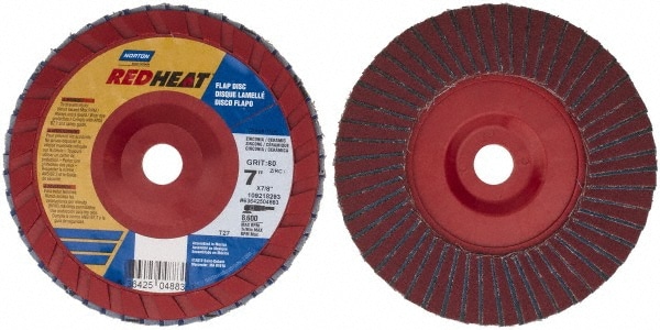 Norton 63642504883 Flap Disc: 7/8" Hole, 80 Grit, Ceramic, Type 27 Image