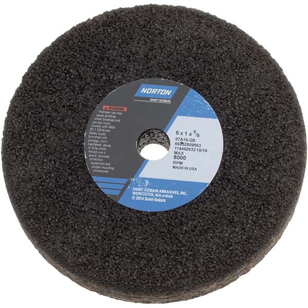 Norton 66252809563 Surface Grinding Wheel: 6" Dia, 1" Thick, 5/8" Hole, 16 Grit, Q Hardness Image