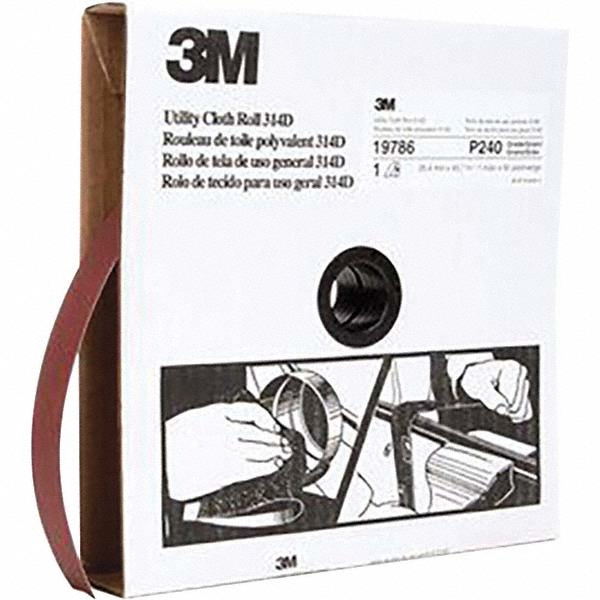1" x 50 Yd 240 Grit Aluminum Oxide Shop Roll - Very Fine Grade, J Weighted Cloth Backing