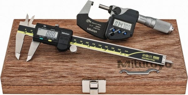 Machinist Caliper & Micrometer Kit: 4 pc, 0 to 150 mm Caliper, 0 to 25.4 mm Micrometer