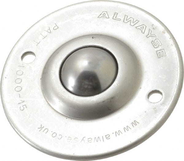 Ball Transfer: 25 mm Ball Dia, Stainless Steel, Round Base