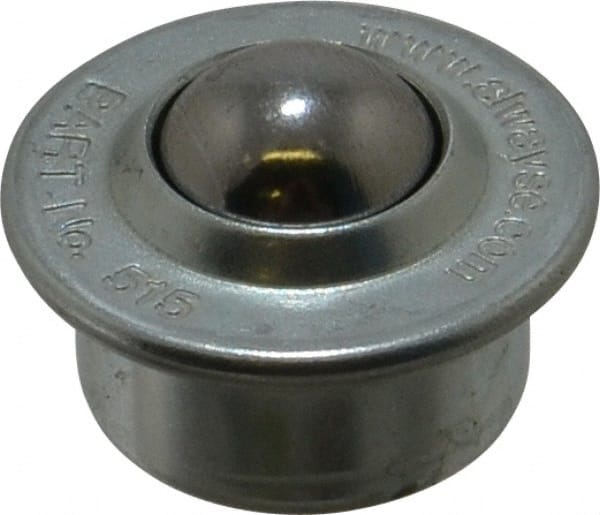 Ball Transfer: 15 mm Ball Dia, Carbon Steel, Round Base