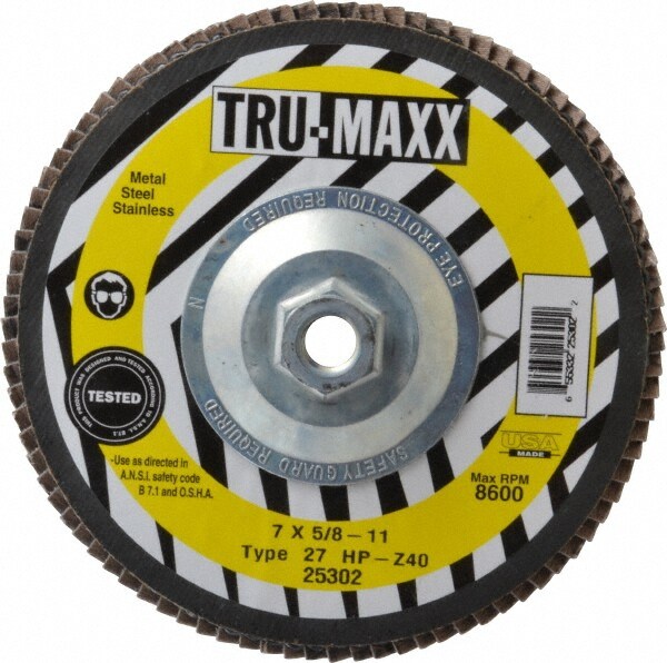 Tru-Maxx 25302 Flap Disc: 5/8-11 Hole, 40 Grit, Zirconia Alumina, Type 27 Image