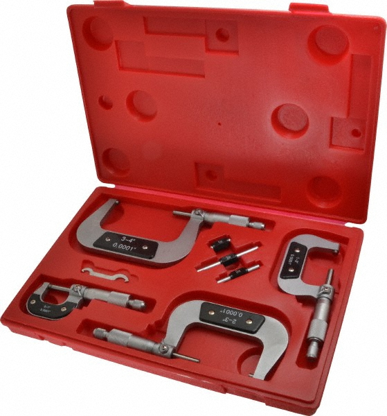 Value Collection 601-1014 Mechanical Outside Micrometer Set: 4 Pc, 0 to 4" Measurement Image