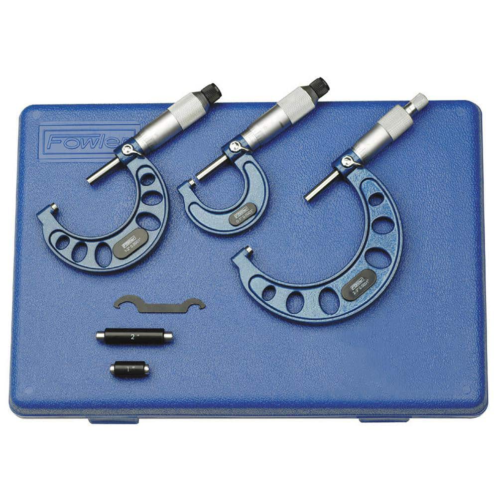 FOWLER 52-215-003-1 Mechanical Outside Micrometer Set: 3 Pc, 0 to 3" Measurement 