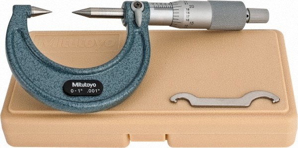 1 Inch, 38mm Throat Depth, Ratchet Stop, Mechanical Point Micrometer