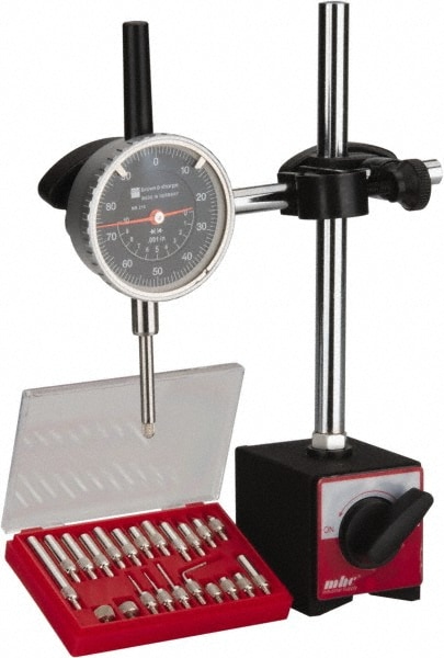 Dial Indicator & Base Kit: 0-100 Dial Reading